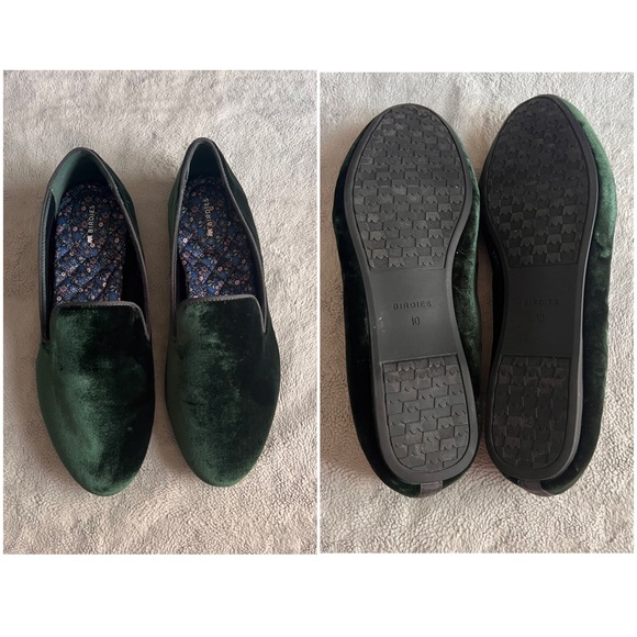 Birdies The Starling Evergreen Velvet Round Toe Loafer Flat Emerald Green Sz 10 - Picture 3 of 13